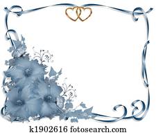 Wedding invitation border Blue Hibiscus Wedding invitation border Blue Hibiscus