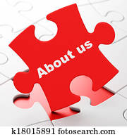 Advertising concept: About Us on puzzle background Advertising concept: About Us on puzzle background