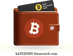 bitcoin, 지갑, 로고, 와, 은행, card.