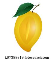 Half mango icon, cartoon style Half mango icon, cartoon style