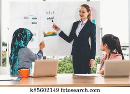 multikulturell, arbeitende, gesellschaft, in, gemeinschaftsarbeit, meeting.