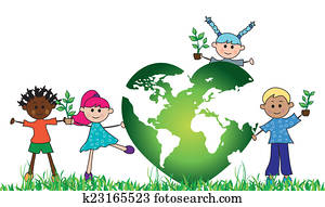 vert, mondiale, à, enfants