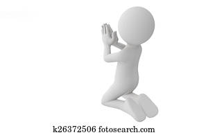 3d, homem, orando, com, deus