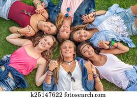 happy smiling group of diverse girls happy smiling group of diverse girls