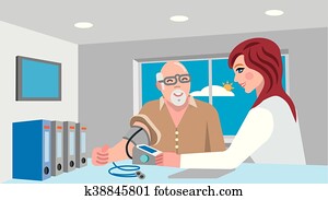 krankenschwester, und, älter, patient