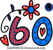 Number Sixty Doodle Text Number Sixty Doodle Text