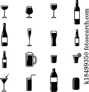 Set Of Sixteen Drinks Black & White Set Of Sixteen Drinks Black & White