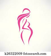 אישה בהריון, silhouette,, הפרד, וקטור, סמל