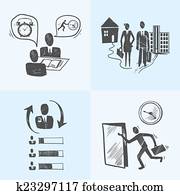 büro, skizze, design, begriff