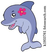 Cute dolphin girl with flower Cute dolphin girl with flower