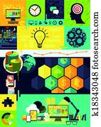 flache, design, infographic, symbole