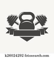 kettlebell and dumbbell with baner logo kettlebell and dumbbell with baner logo