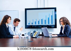 réunion affaires, à, salle conseil administration