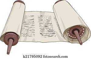 Traditional Jewish Torah Scroll With Text Traditional Jewish Torah Scroll With Text