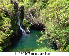 Waterfalls along the Road to Hana, Maui, Hawaii Waterfalls along the Road to Hana, Maui, Hawaii