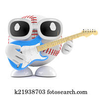 3d Baseball plays electric guitar 3d Baseball plays electric guitar