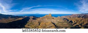 Aerial Panoramic view of Rebeirao Manuel in Santiago island in Cape Verde - Cabo Verde