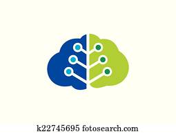brain technology symbol vector logo brain technology symbol vector logo