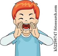 criança, menino, gritando, zangado