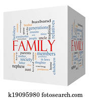 Family 3D cube Word Cloud Concept Family 3D cube Word Cloud Concept