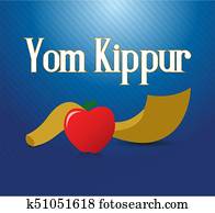 Jewish holiday card horn and apple Jewish holiday card horn and apple