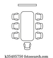 Meeting Room Layout. Conference Boardroom Outline Style. Vector Meeting Room Layout. Conference Boardroom Outline Style. Vector