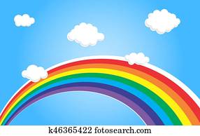 regenbogen, und, wolkenlandschaft