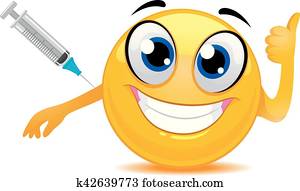 Smiley Emoticon Happily Taking a Vaccine Smiley Emoticon Happily Taking a Vaccine