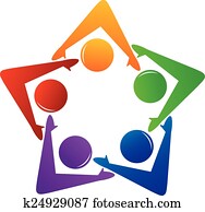 trabajo en equipo, y, sociedad, logotipo