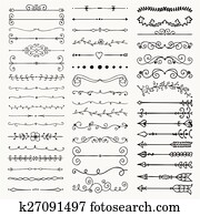 Vector Black Hand Drawn Dividers, Arrows, Swirls Vector Black Hand Drawn Dividers, Arrows, Swirls