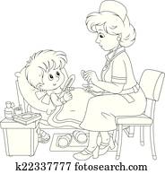 רופא, ו, קטן, חולה