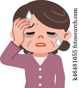 mujer mayor, con, pobre, condición física