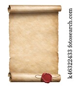 scroll with wax seal 3d illustration scroll with wax seal 3d illustration