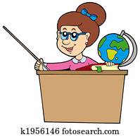 Teacher behind the desk Teacher behind the desk