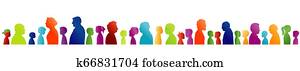 Isolated colorful profile silhouette with group of grandparents and grandchildren Dialogue or conversation between old people and children Isolated colorful profile silhouette with group of grandparents and grandchildren Dialogue or conversation between old people and children
