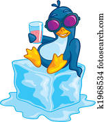 pingüim, ligado, gelo