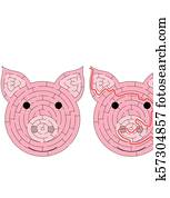 porquinho, labirinto