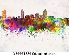 Raleigh skyline in watercolor background Raleigh skyline in watercolor background