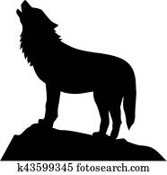 Wolf standing and howling Wolf standing and howling
