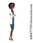 Young african confident doctor with folded arms.