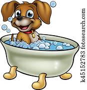 כלב, ב, ה, אמבט, ציור היתולי