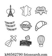 bundle of bastille day icons bundle of bastille day icons