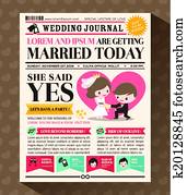 Cartoon Newspaper Wedding Invitation card Design Cartoon Newspaper Wedding Invitation card Design