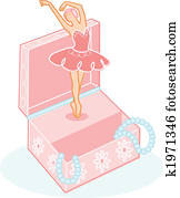 Cute ballerina jewelry box illustration Cute ballerina jewelry box illustration