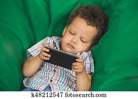 Little Boy Using Digital Device Modern Technology
