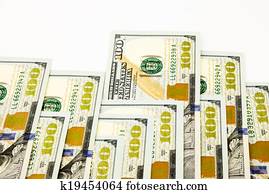 new edition 100 dollar banknotes, money and currency for bonus and dividend concept