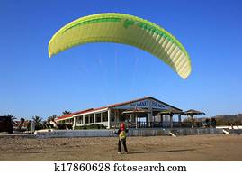 Paraglider on the beach, Greece