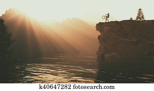 The cyclist up the mountain