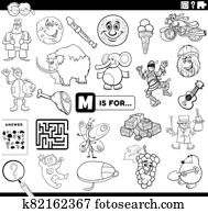 מכתב *m*, חינוכי, משימה, לצבוע ספר, עמוד