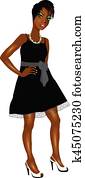 Black Woman Black White Dress Black Woman Black White Dress